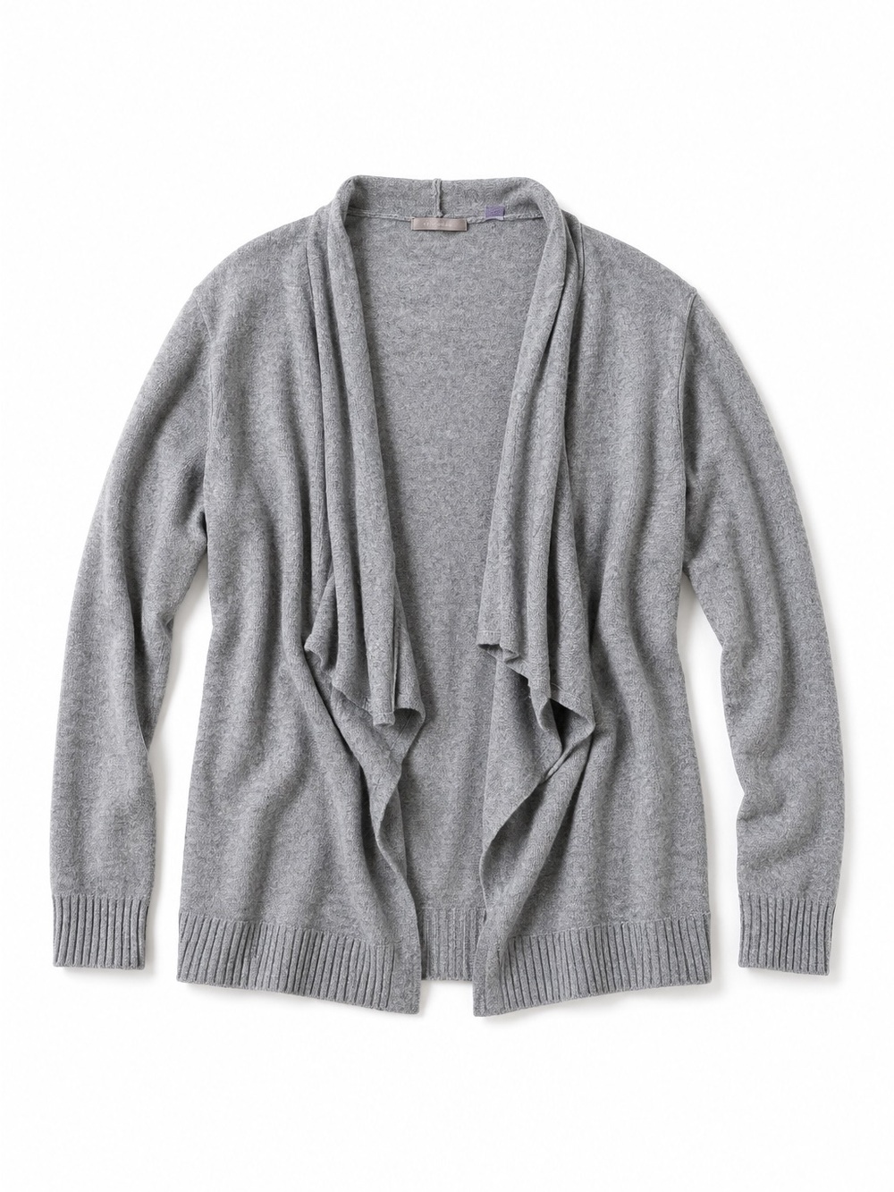 Cashmere Addiction 100% Cashmere Open Front Drape Cardigan Gray Size Large